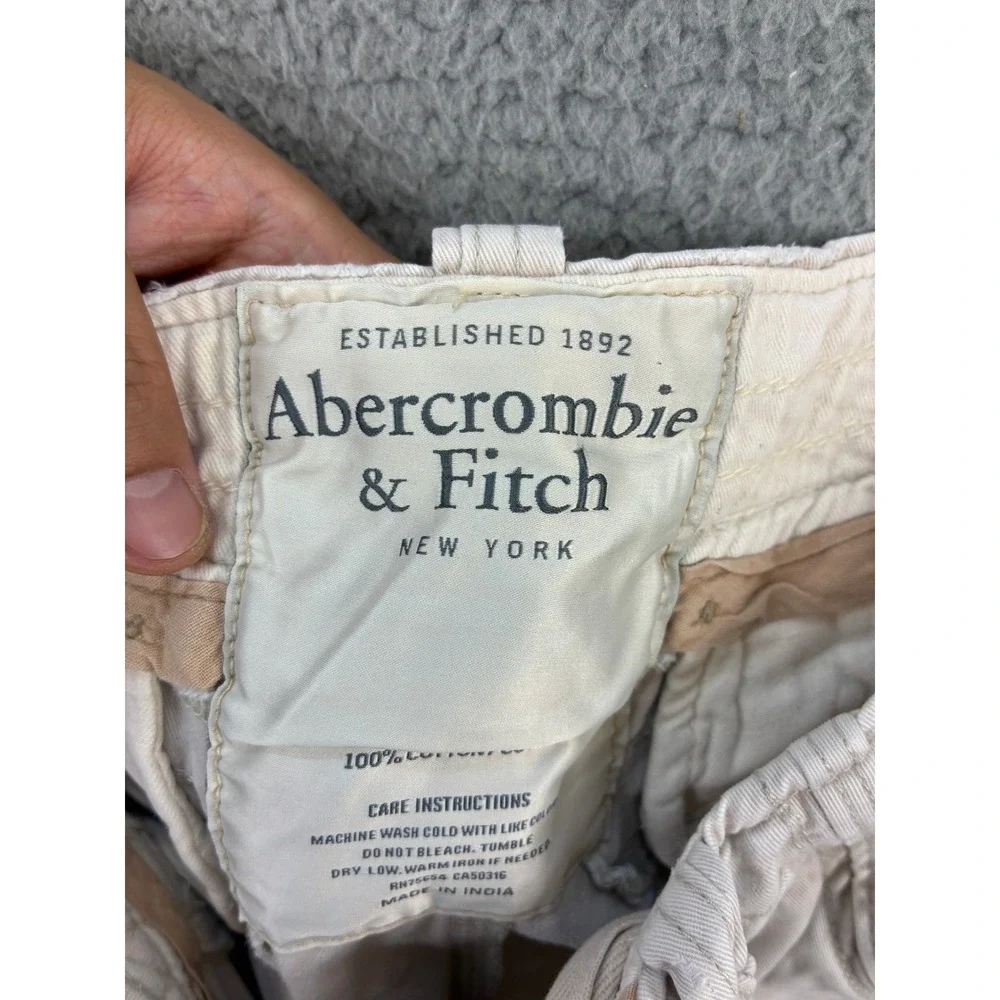 Abercrombie & Fitch Drawstring Cargo Shorts Mens 31 Cream Pockets Y2K